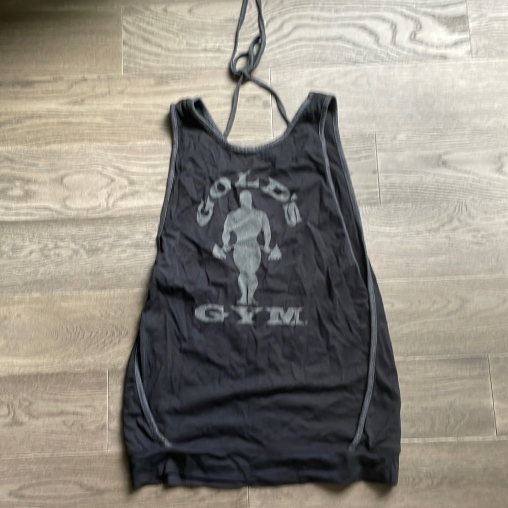 Golds Gym black and Grey tank with tie back, size medium